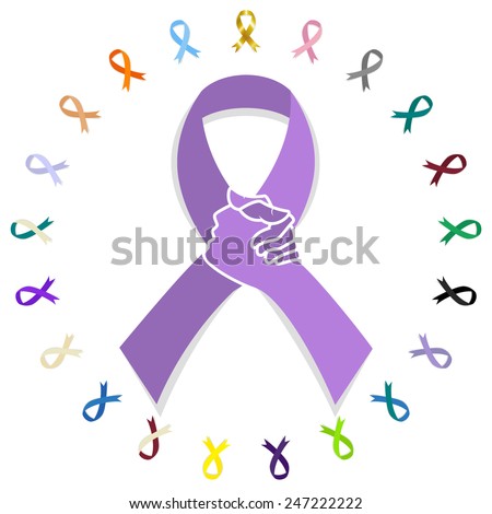 General cancer awareness ribbon concept, solidarity, vector illustration