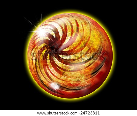 a black spiral into a mystic golden sphere