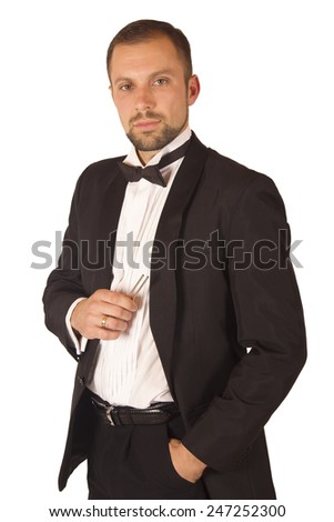 Elegant and stylish musician and conductor on a white background !!!