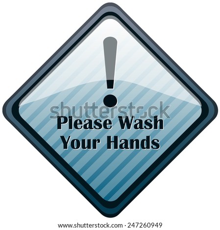 Please Wash Your Hands Diamond Shaped Sign, Vector Illustration. 