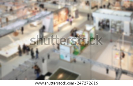 Fair show, panoramic view. Intentionally blurred post production background.