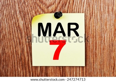 March 7 Calendar. Part of a set