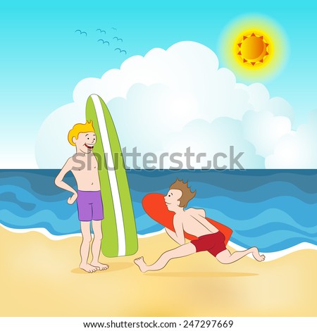 An image of surfers at the beach.