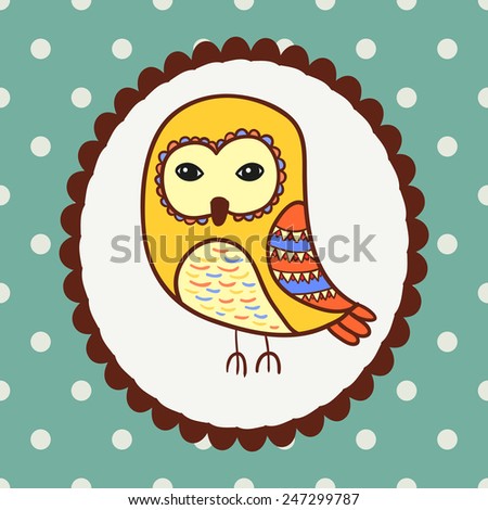 Owl bird portrait. Hand drawn vector illustration