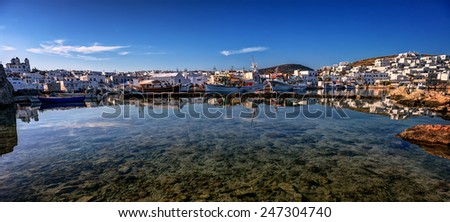 Greek village of Naousa, Paros island, Cyclades on a calm morning
