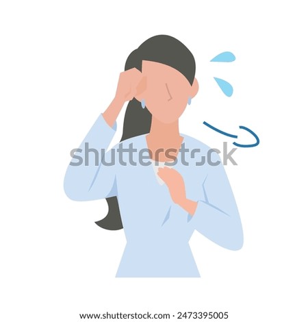This is an illustration of a female business person wiping sweat from his forehead due to the heat.