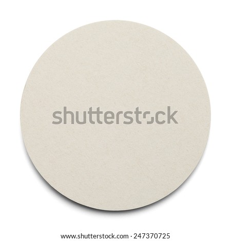Round Cardboard Coaster with Copy Space Isolated on White Background. Royalty-Free Stock Photo #247370725