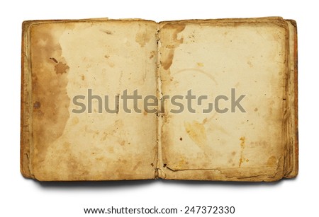 Open Old Book With Copy Space Isolated on White Background.