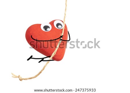 Red heart character with liana isolated on white background