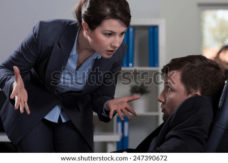 Horizontal view of victim of workplace bullying Royalty-Free Stock Photo #247390672