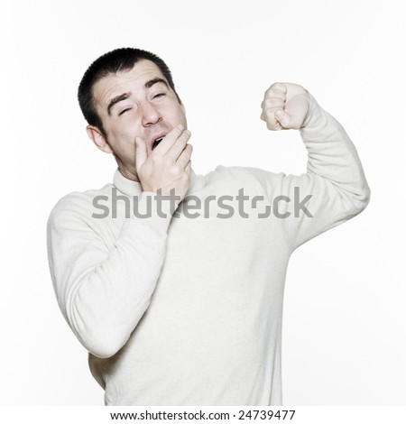 Portrait of an handsome expressive man in studio on white isolated background