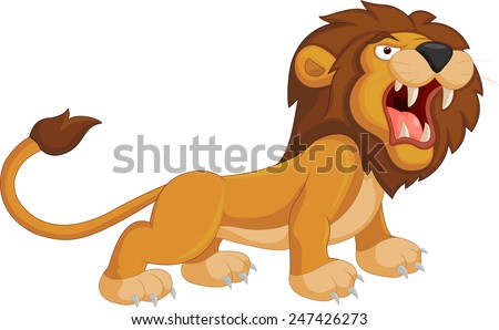 Cartoon lion roaring