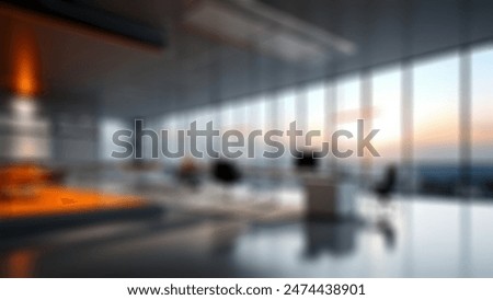 Blurred empty open space office.
Abstract light bokeh at office interior background for design.