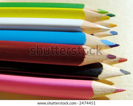 Close-up of some colored pencils