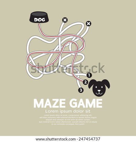 Maze Game With Dog And Bowl Vector Illustration