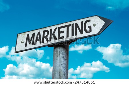 Marketing sign with sky background