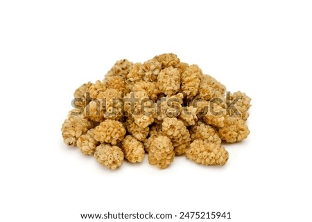 Heap of dried mulberry isolated on white background