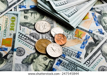 American banknotes and coins 