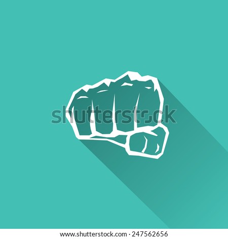 freedom concept. vector fist flat icon. fist silhouette on stylish turquoise background.