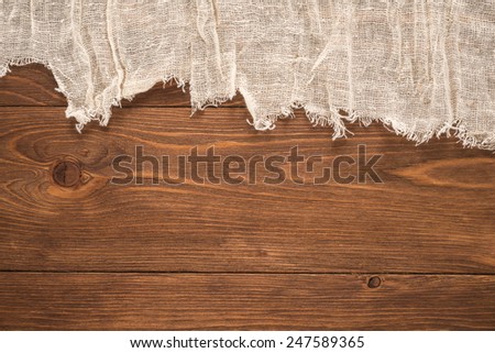 Texture of the natural cotton gauze and wood  