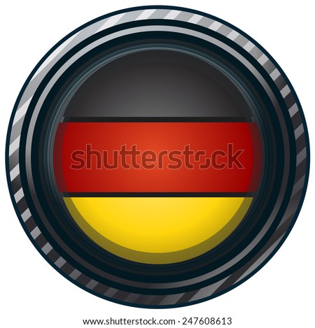 Germany Flag on a Round Shield, Vector Illustration isolated on White Background. 