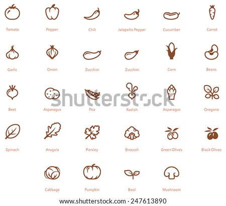 Vector vegetables icon set Royalty-Free Stock Photo #247613890