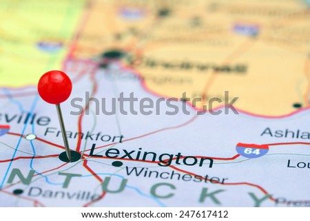 Lexington pinned on a map of USA  Royalty-Free Stock Photo #247617412