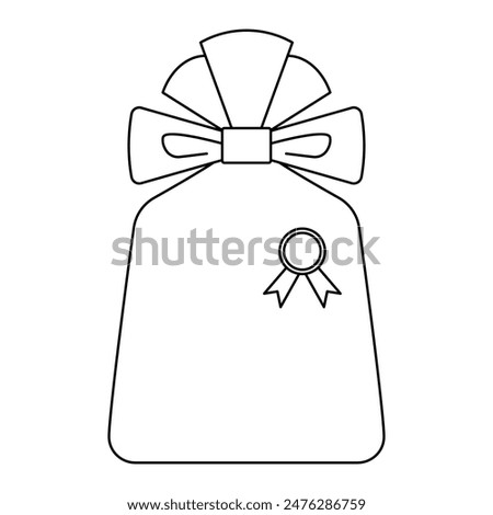 Illustration of wrapped gift, wrapping bag, icon, line drawing