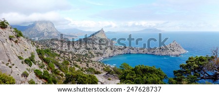 Crimea - panoramic view of sea and mountains Royalty-Free Stock Photo #247628737