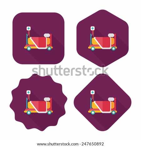 hospital bed flat icon with long shadow