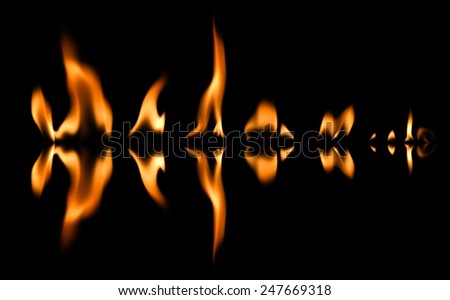 Fire abstract and flames shapes on a black background