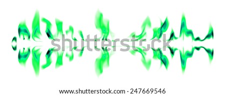 Green fire abstract and flames shapes on a black background