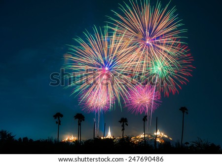 A large fireworks display event,Petchaburi Thailand.