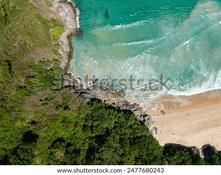Amazing seascape view seashore and mountains, Aerial view of Tropical sea in the beautiful Phuket island Thailand, Travel and business tour website background concept