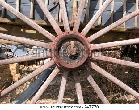 Close up of a wheel of a carriage