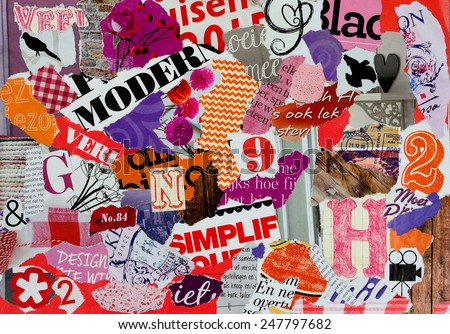 Mood board of pieces magazines  for girls Royalty-Free Stock Photo #247797682