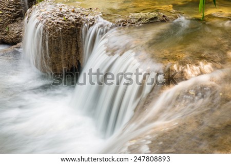 A flowing waterfall