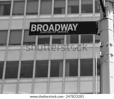 Broadway street sign Lower Manhattan New York City NYC USA