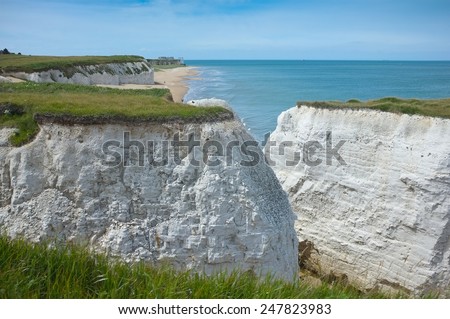 Chalk cliffs at Botany Bay, Broadstairs on the Kent Coastline England, UK Royalty-Free Stock Photo #247823983