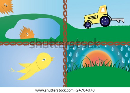 Spring clip art in a rural thematics