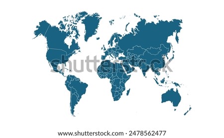 World map. Modern blue vector map. Silhouette map	