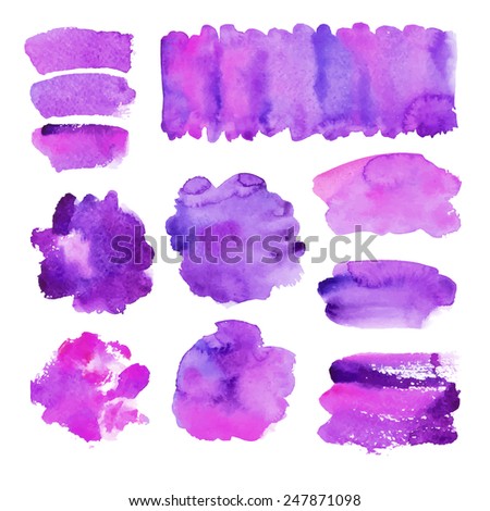 Collection of watercolor banners/ blots, isolated on white / Vector illustration