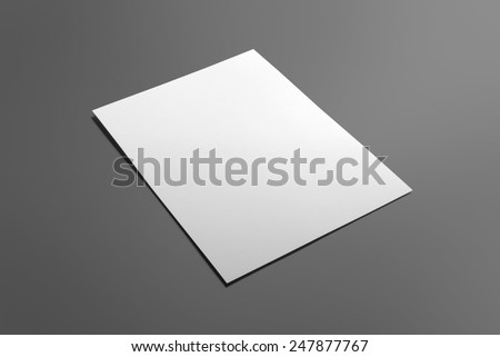 Blank flyer poster isolated on grey to replace your design Royalty-Free Stock Photo #247877767