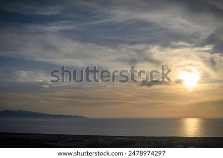 travel, clouds over the mountains, beautiful view of mountains and cloudy sky over mediterranean sea on coast