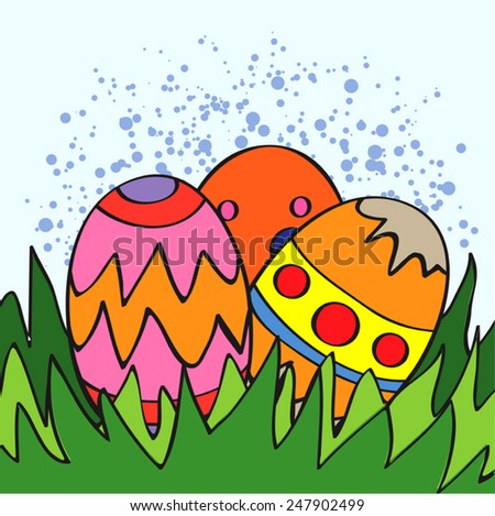 easter eggs in grass - vector illustration