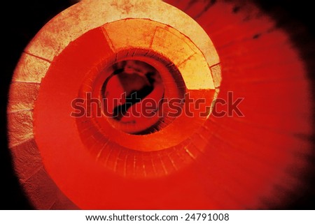 Photo manipulation of red staircase