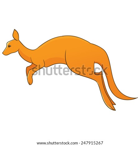 Illustration of hopping kangaroo with white background