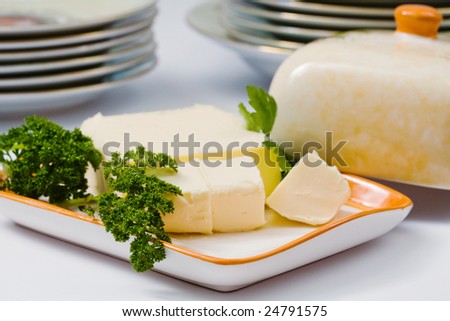 Stock photo: food theme: an image of fresh butter on a plate