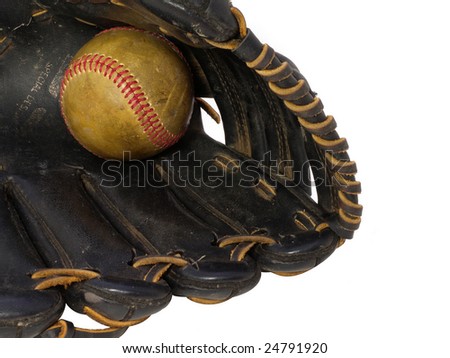 Used glove and baseball