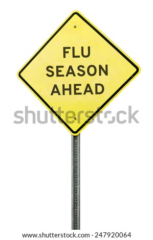 Yellow flu season ahead highway road sign